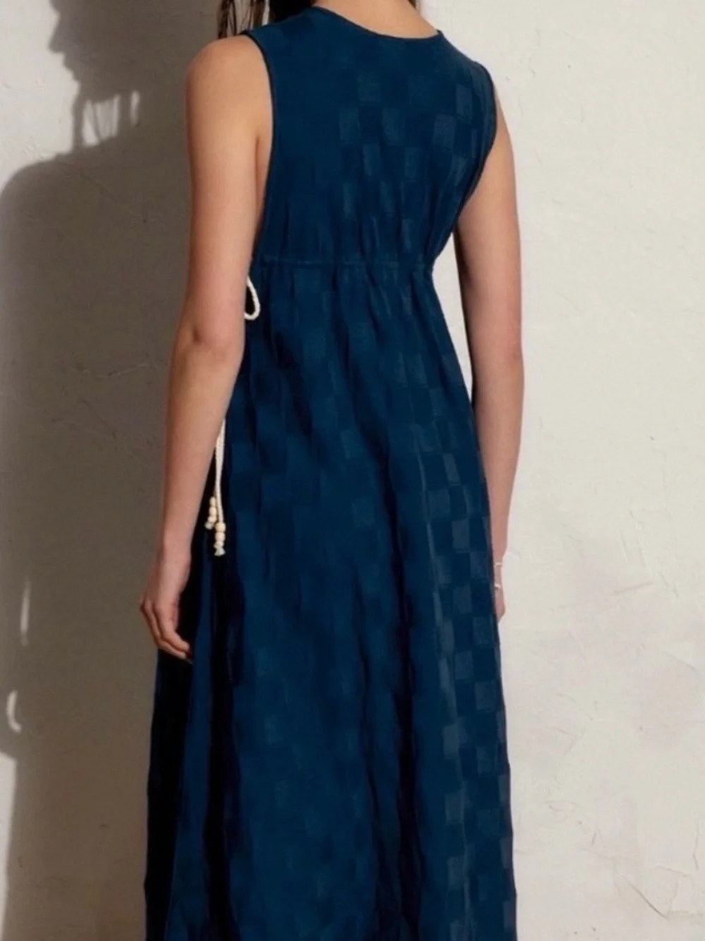 Free People Deep Teal Check Maxi Dress